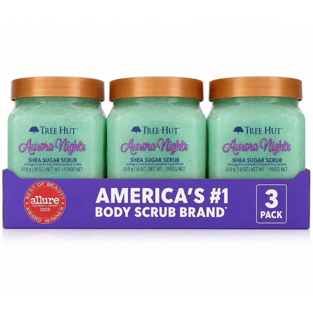 Tree Hut Aurora Nights Shea Sugar Scrub 18oz 3-Pack Pistachio Oil Shea Butter‎